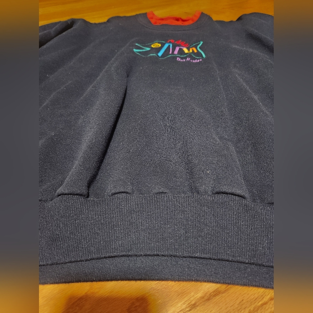 Vtg Bar Harbor Red And Navy Blue Turtleneck Crewneck Sweatshirt Xl - Picture 5 of 9
